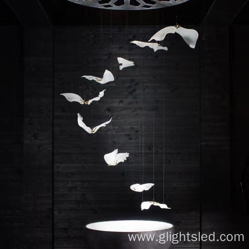 Modern style custom designed bird shaped decorative glass led chandelier light